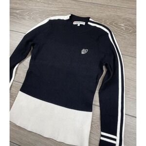 Master Bunny Edition Women's Ribbed Pullover Sweater Black White Size 1 US Small